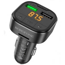FM модулятор Borofone BC43B  USB/MP3/12-24В/microSD/USB быстрая зарядка 18W 3,0А/Bluetooth 5.0