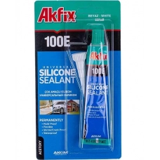 герметик  силіконовий санітарний універсальний Akfix 100E  50мл (білий) тюбик