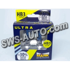 лампа НВ3 12V 65W Маяк Super White+30% 4000К (2шт)