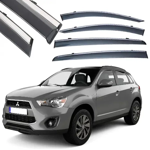 ветровик Mitsubishi ASX 2010->  (скотч) TopVisor  c хром молдингом