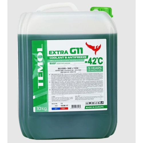 антифриз зеленый 10л (Temol) G11 Extra  -42