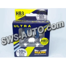 лампа НВ3 12V 65W Маяк Super White+30% 4000К (2шт)