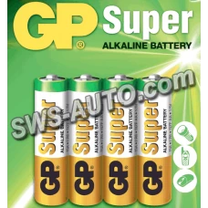 батарейка  AA  лужна 1.5V пальчик GP Super Alkaline 4шт  плівка