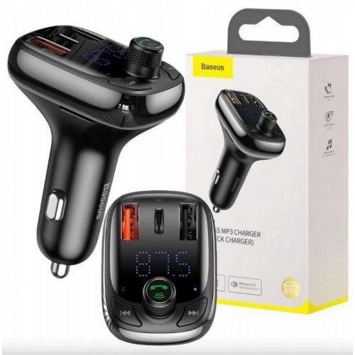 FM модулятор Baseus CCTM-B01  USB/MP3/12-24В/microSD/USB быстрая зарядка 3,4А/Bluetooth 5.0